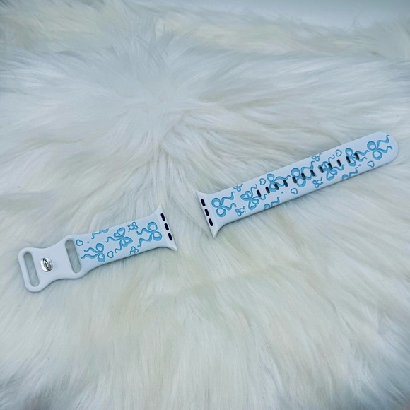 Blue Bow Design Apple Watch Bands in white pink 38mm 40mm 41mm - Picture 5 of 6
